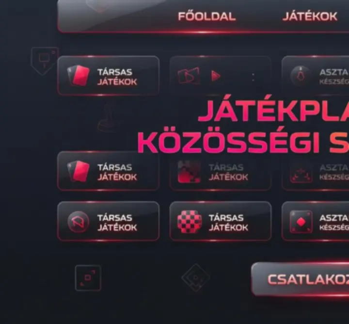 Entertopia Hub prémium sötét, mélyvörös online játékfelület böngészőben